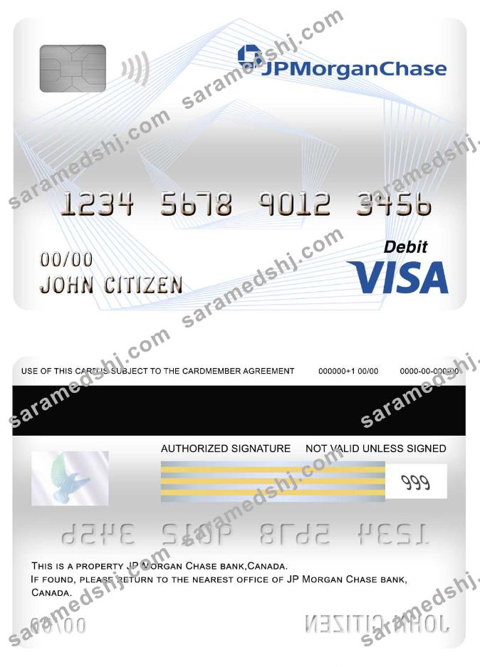 Canada JP Morgan Chase bank visa debit card